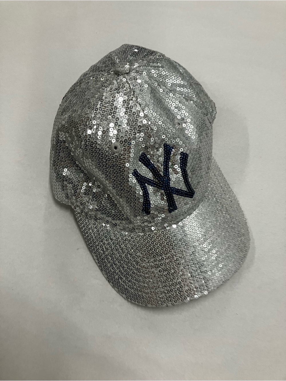 New Era x VS PINK New York Yankees Silver Sequin Baseball Hat Cap